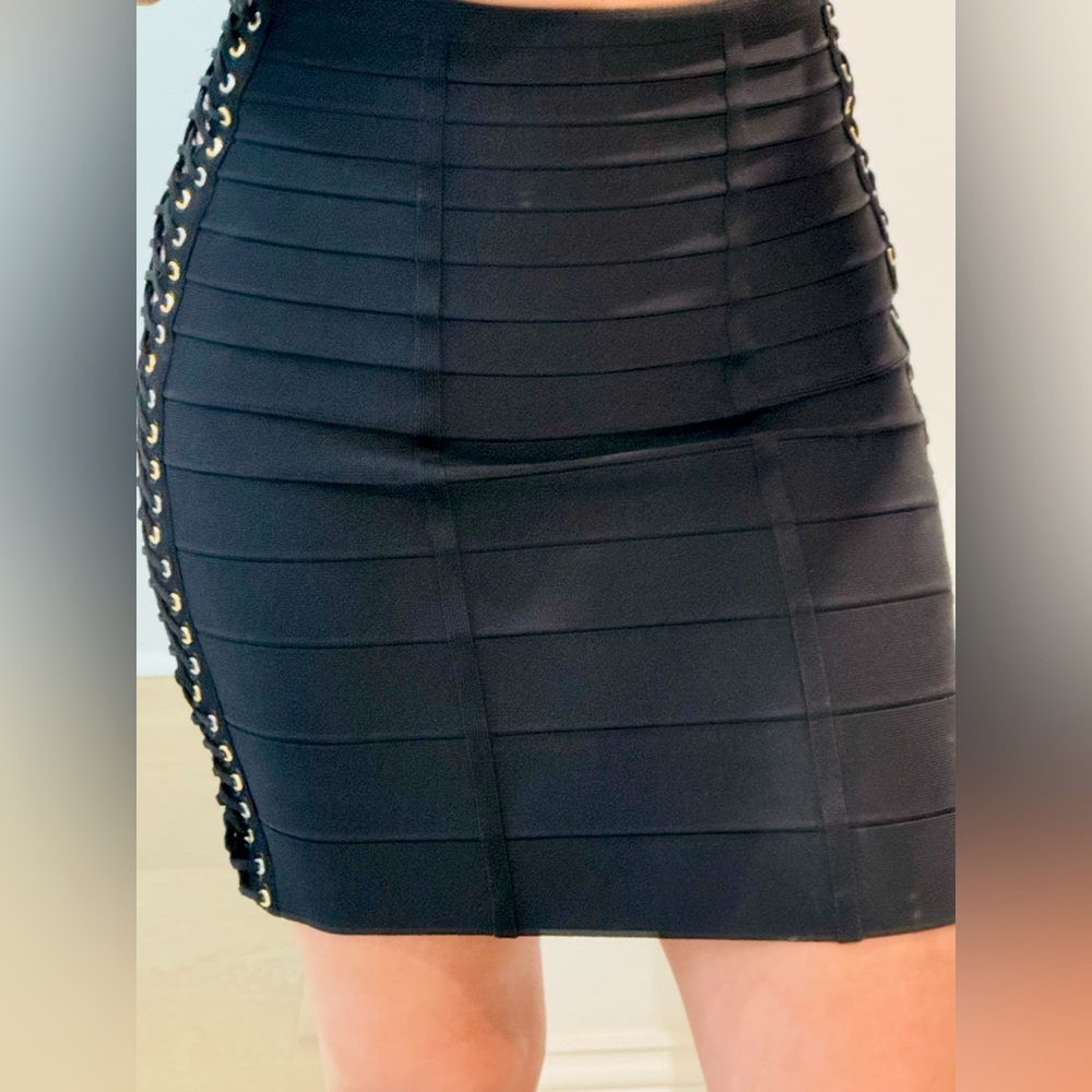 HERVE LEGER Black Bandage Skirt